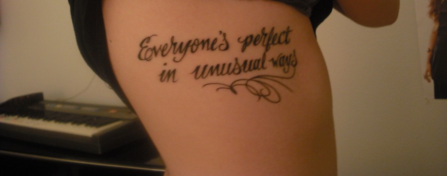 Lyric Tattoo On Side Body For Girl