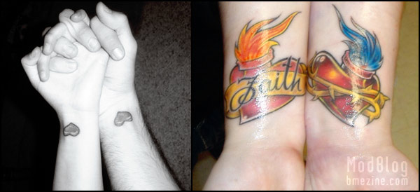 Black And Colorful Matching Tattoo Ideas