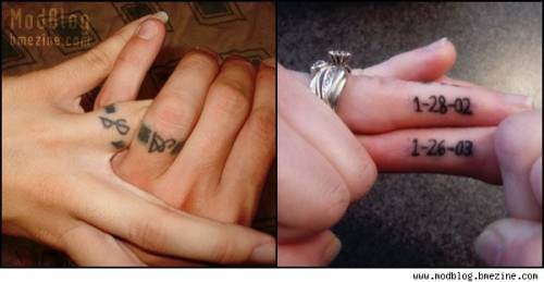 Date And Symbols Matching Tattoos Designs