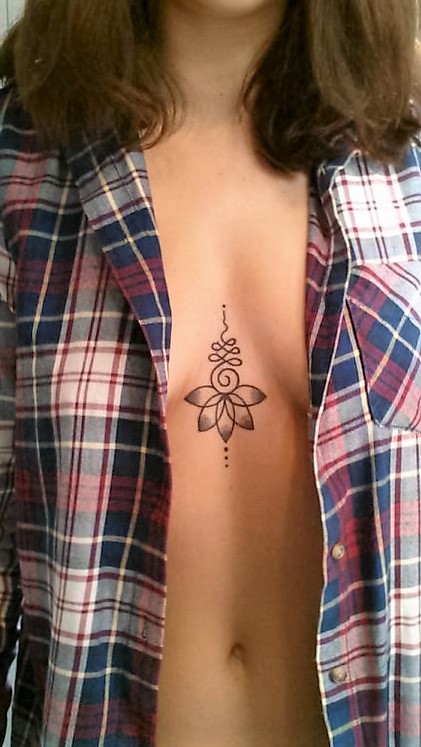 cute-unalome-sternum-tattoo