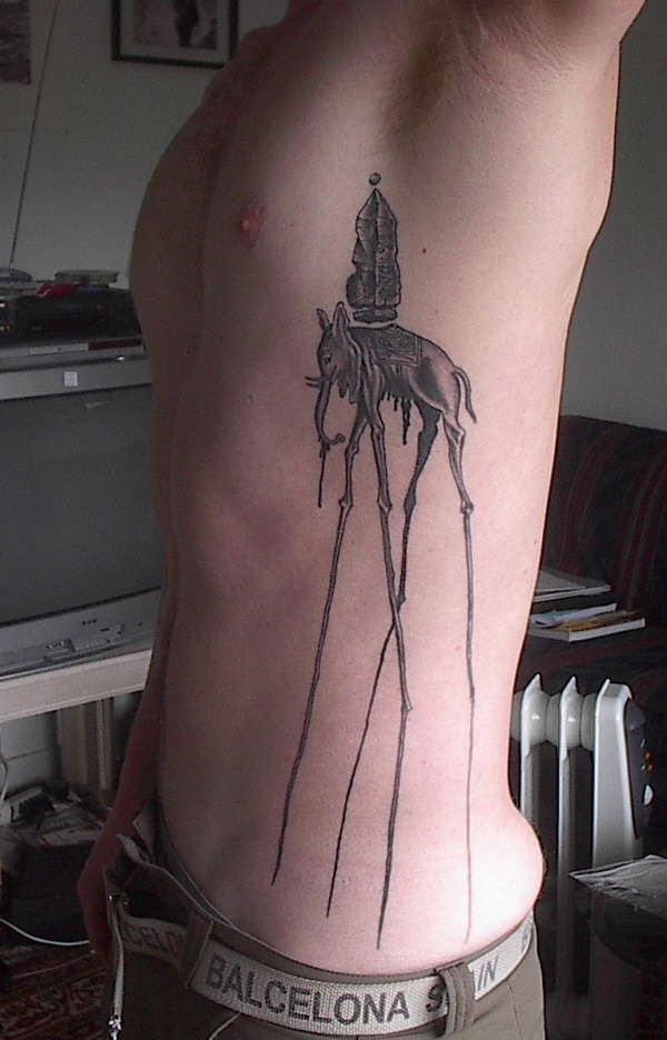 Dali Elephant Leg Giraffe Side Tattoo Design (NSFW)