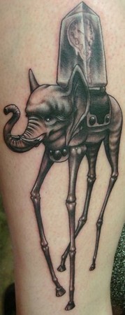 Elegant Identity Dali Elephant Tattoo by Ben Rettke