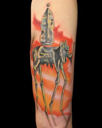 Paradise Colorful Dali Elephant Tattoos for Men