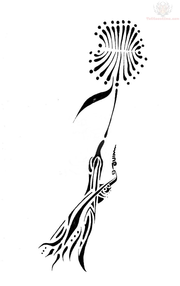 Bird And Dandelion Tattoo Design