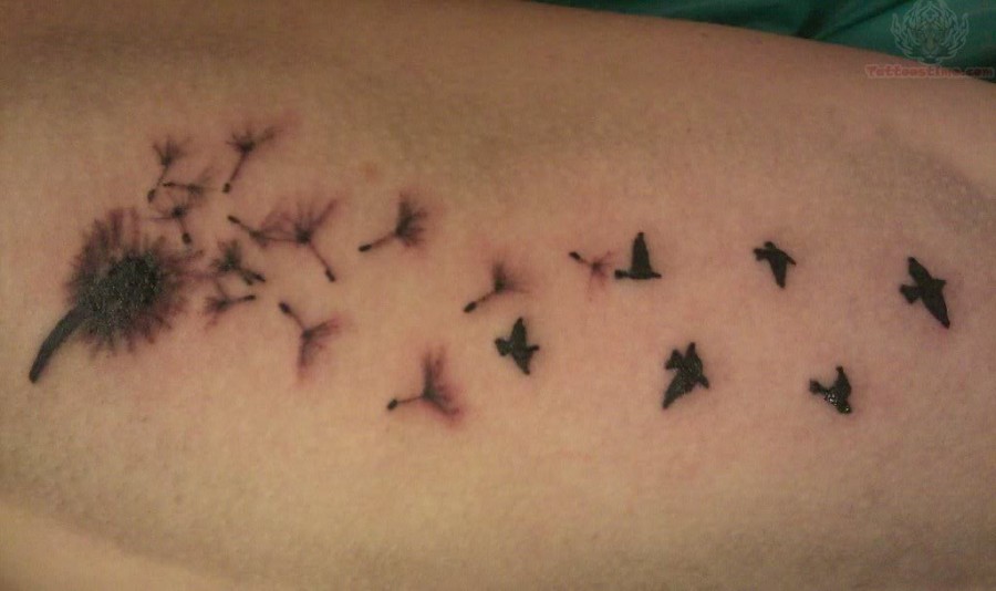 Birds Flying From Dandelion Tattoo