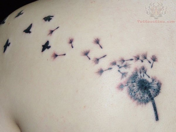 Sweet Dandelion And Birds Tattoo Idea