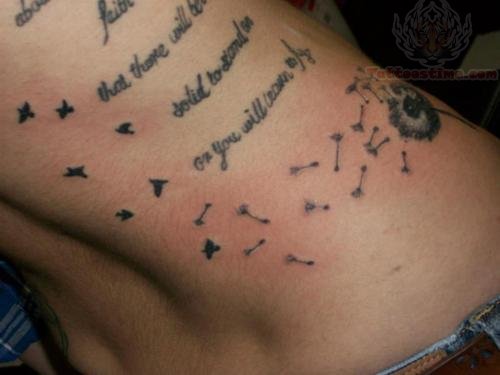 Dandelion Birds Tattoos On The Ribs [NSFW]