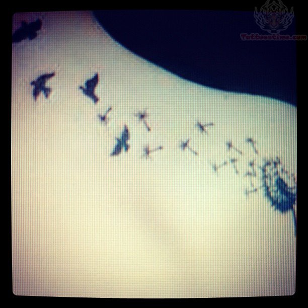 Flying Dandelion Birds Tattoo