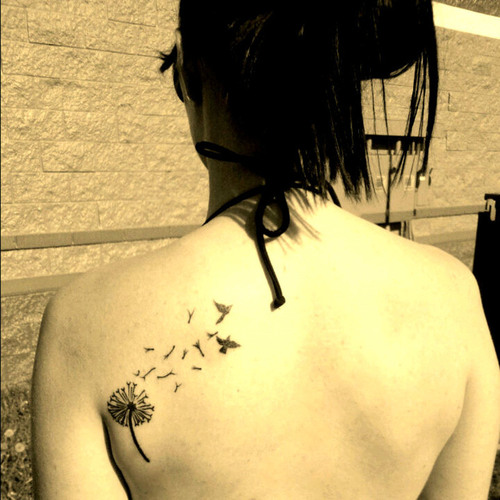 My Back Dandelion And Bird Tattoo