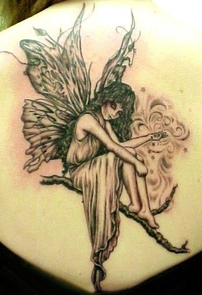 Cute Angel on Bough Tattoos