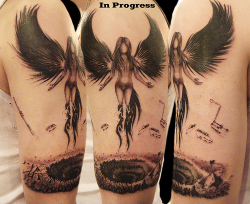 Black Angel Tattoo Design