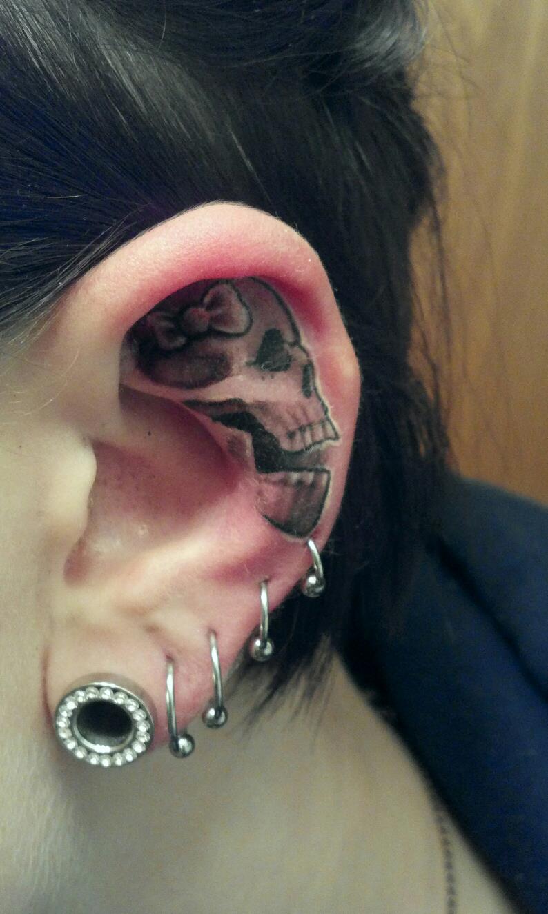 Cool Ear Skull Tattoo Art Photography