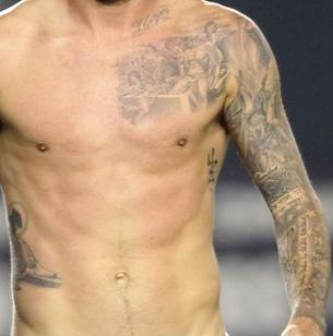 David Beckham Chest Tattoos