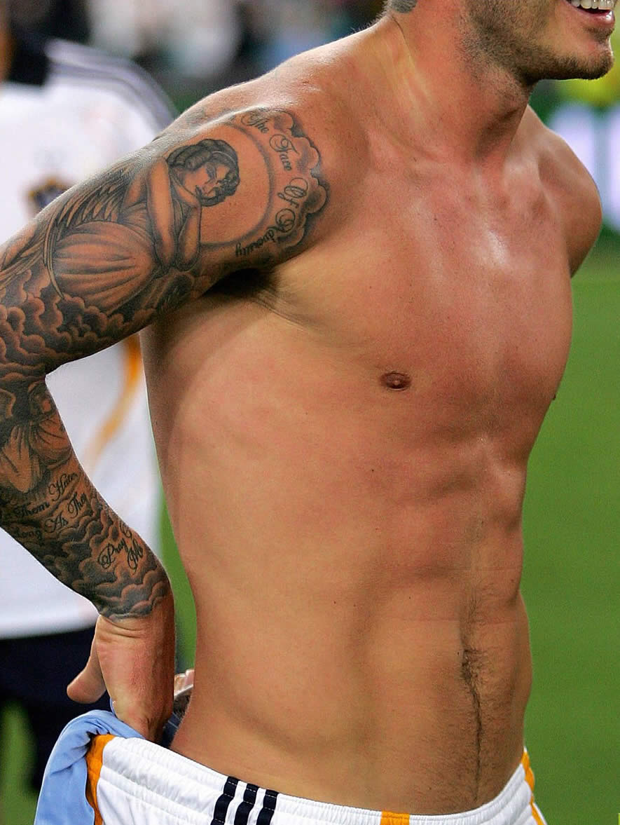 David Beckham Right Arm Tattoos Pictures