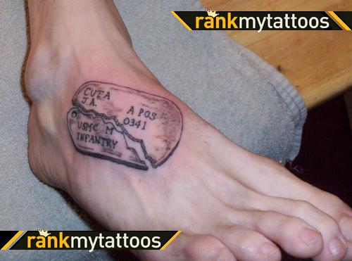Broken Modified Dog Tag Military Corps Tattoo