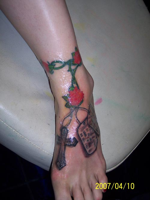 Roses And Dog Tags Tattoo Marine Corps Tattoos