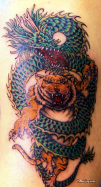 Asian Dragon Tiger Tattoo