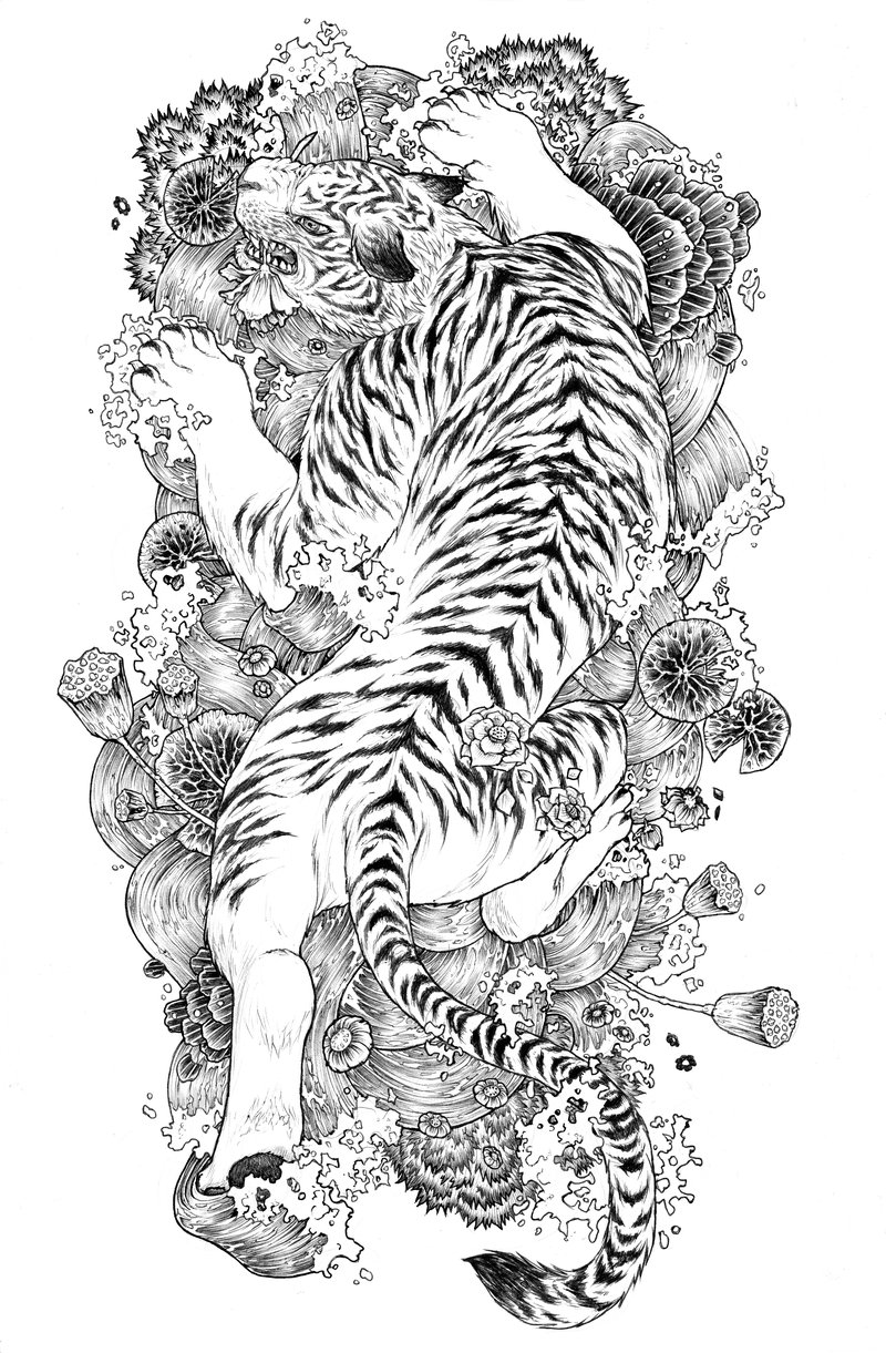 White Tiger Tattoo Sketch