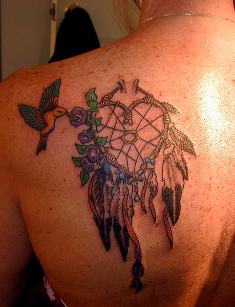 Awesome Dreamcatcher Tattoo Designs Ideas on Back for Girls