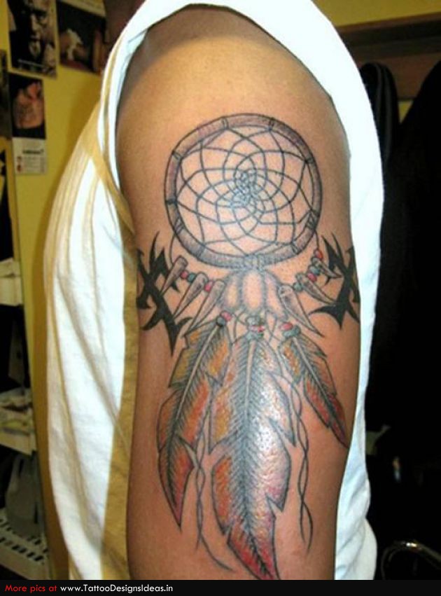 Great Dreamcatcher Tattoo Designs on Arm for Men