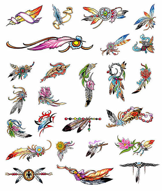 Various Feather Tattoos - Feather Tattoos Designs