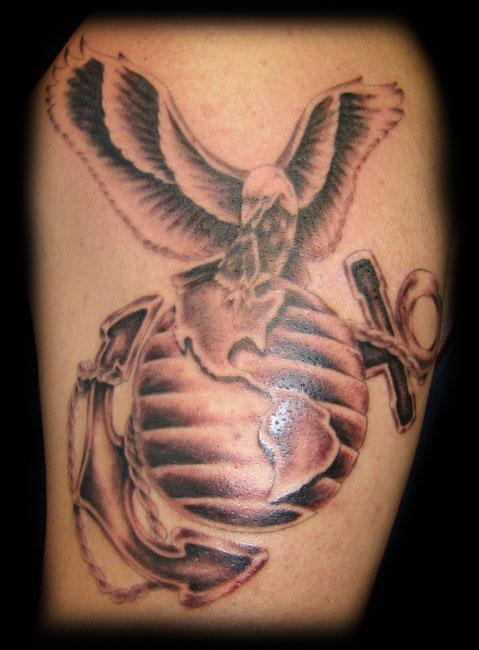 Eagle Globe And Anchor Ooorraah Unhealed Tattoo