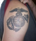 Eagle Globe And Anchor Right Shoulder Tattoo