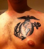 Eagle Globe And Anchor Tattoo on Chest