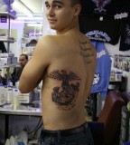 Eagle Globe And Anchor Tattoo on Left Back