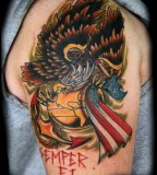 Great Marine Eagle Globe Anchor Tattoo on Shoulder