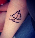 Cool Harry Porter Themed Tattoo Design on Inner Lower Arm