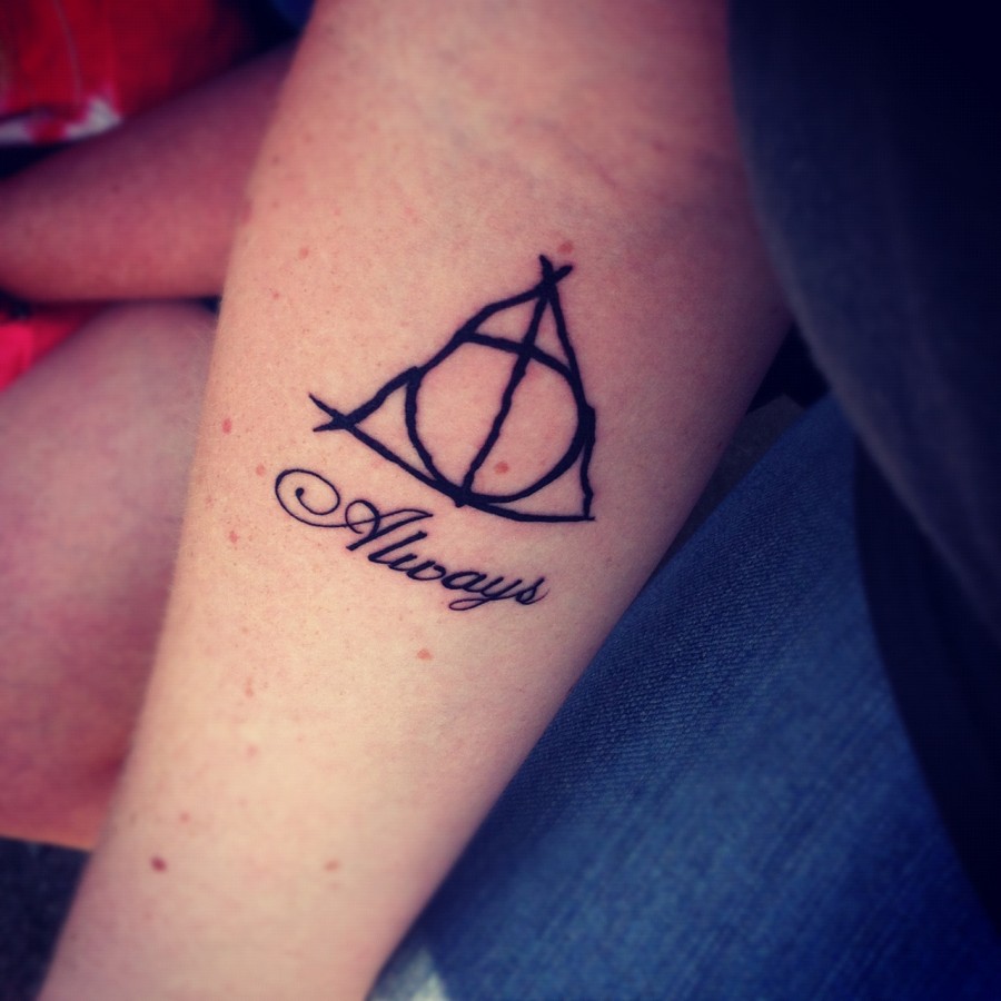 Cool Harry Porter Themed Tattoo Design on Inner Lower Arm