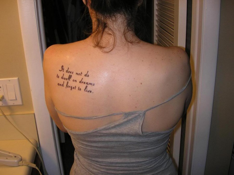 Harry Potter Quote saying “It does not do to dwell on dreams and forget to live” Inspired Tattoo for Women