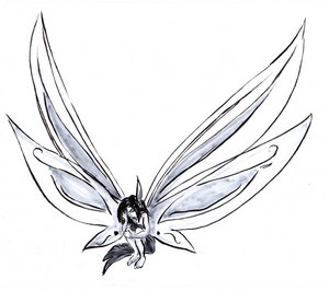 Cute Small Fairy Shaped Tattoo Design Sketch