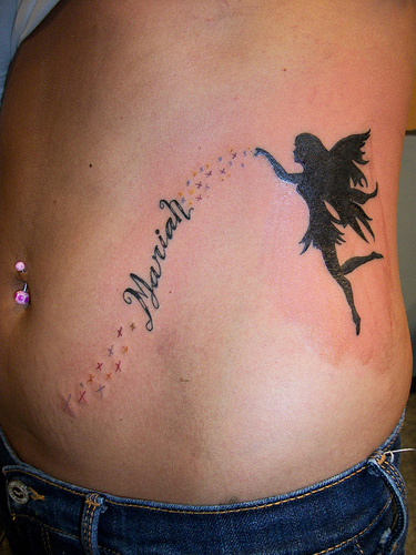 Gorgeous Fairy Shaped Tattoo Design on Rib