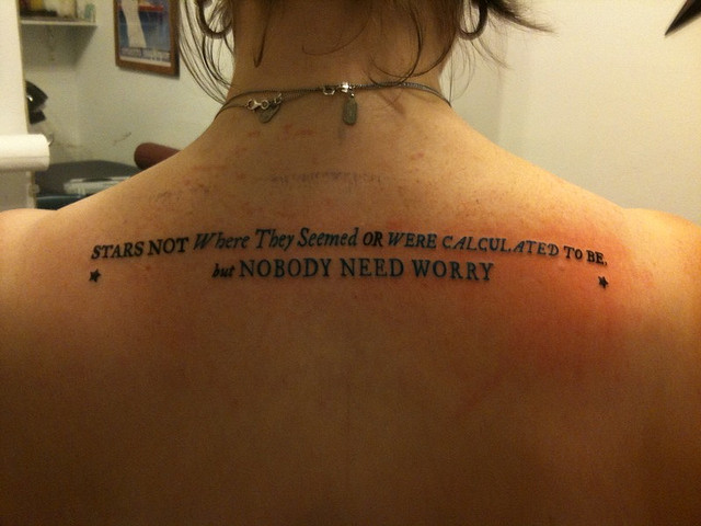 Upper Back Tattoo Quote Of Faith