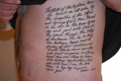 Famous Bibble Verse Rib-cage Lettering Tattoo – Spelling Fail