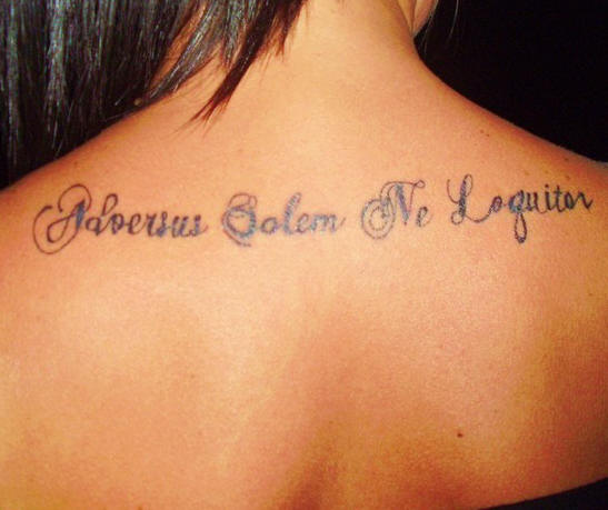 Inspiring Latin Phrase Tattoos On The Upper Back