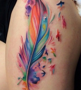 Feather watercolor tattoo Feather watercolor tattoo