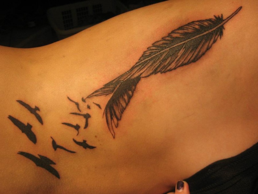 Awesome Birds Black Feather Feather Tattoo Inspiration