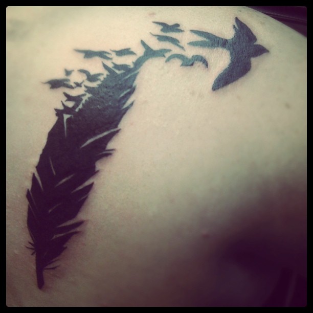 Art Feather Bird Tattoo