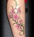 Feminine Swirly Flowers Leg-Tattoo Design for Women - Flowers Tattoo