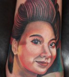 Feminine Face Tattoo Design on Feet - Tattoos for Women