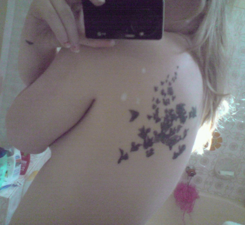 Flock Of Birds Back Shoulder Tattoo