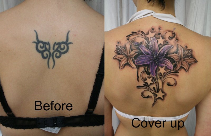 Cover Up Flowers Stars Color By 2face Tattoo