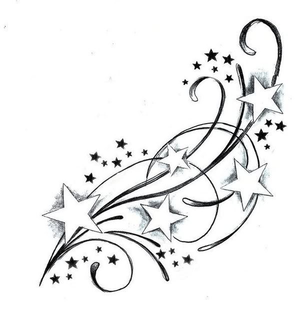 Tattoo Swirl Stars Sketch