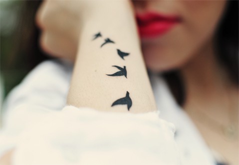 Inspiration Photo Of Flying Bird Silhouette Tattoo On Arm