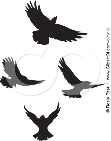 Black Fancy Flying Bird Silhouette Clip Art Tattoo Picture