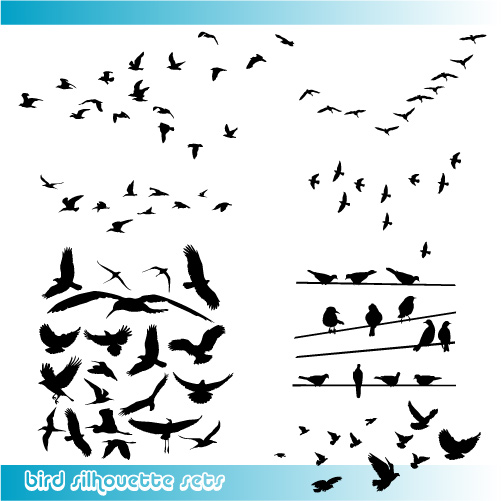 Glamorous Birds Silhouette Tattoo Vector Graphic