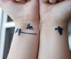 Nice Flying Birds Silhouette Tattoo Image On Wrist